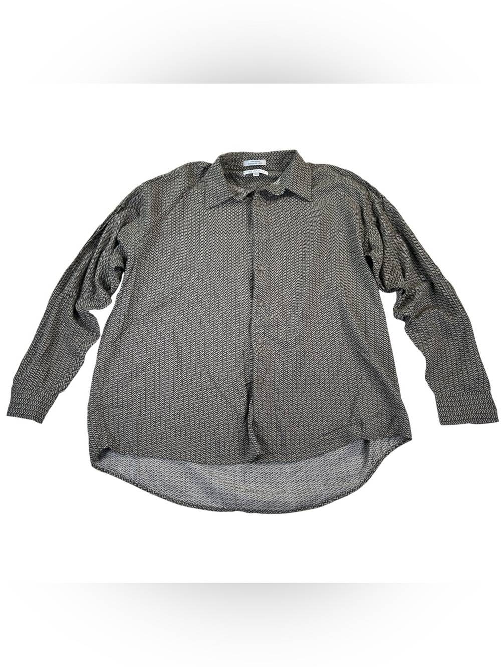 Vintage 90s Geoffrey Beene 100% Rayon Herringbone Shirt Men’s L Quiet Luxury